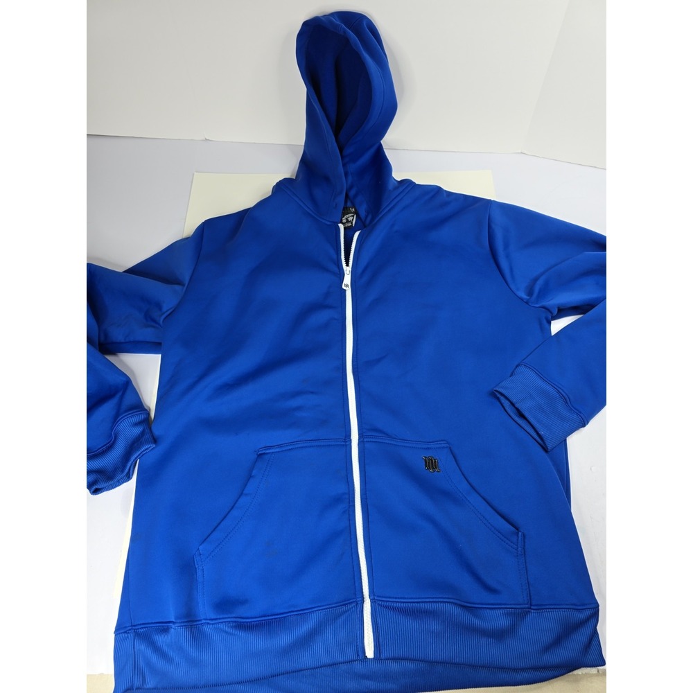 Hart And Huntington  Jacket Mens XL Sherpa Line Hoodie Y2K Blue Tattoos Full Zip
